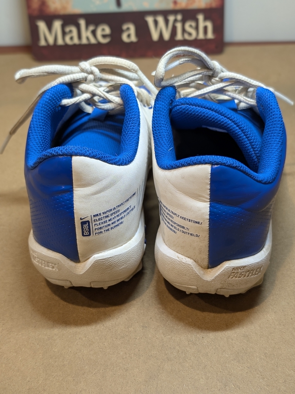 Nike Vapor Ultrafly Keystone Baseball Cleats Blue/White Molded Studs 2.5 M - Picture 4 of 6